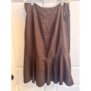 Women's Lauren Ralph Lauren Brown Linen Skirt Size 6